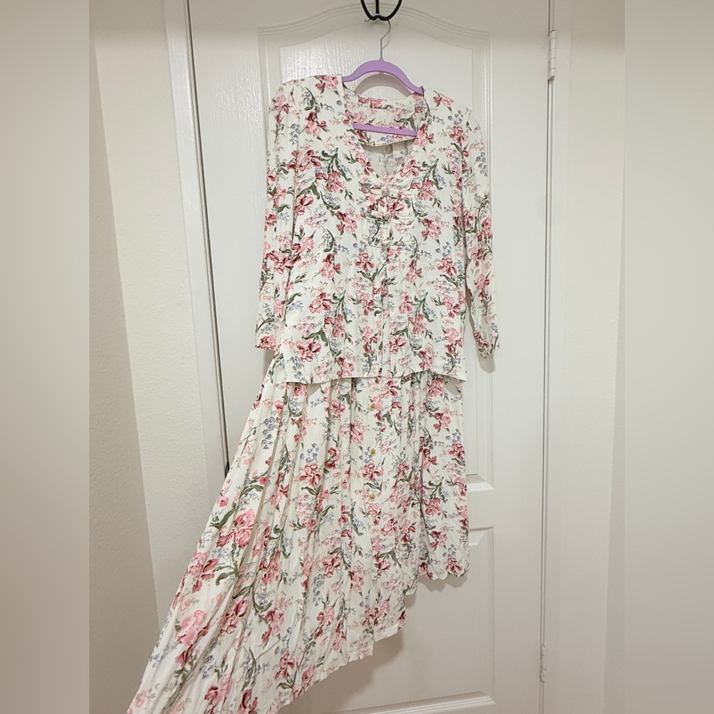 Vintage Floral Cottagecore Two-Piece Set Jacket + Dress Fits M - Picture 8 of 9